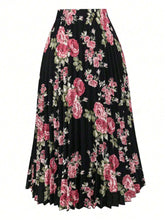 LUNE Spring/Summer Casual Randomly Cut Floral Print Pleated Skirt